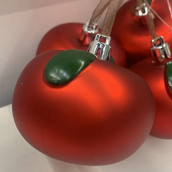 4 pc 🍎 IKEA Apple Christmas ornaments decorations holiday decor red fruit new - Picture 5 of 15